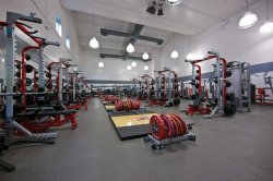 Weight room in a gym